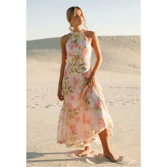 Petal and Pup Acacia Blossom Halter Eden Maxi Dress Size L - Picture 8 of 13